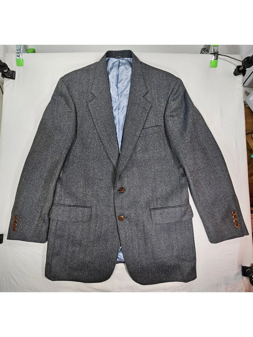 Oak Creek for Dillard's 100% Wool Blazer. 42L. Herringbone pattern. Made in USA.
